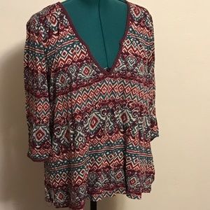 Oversized Boho Patterned Top by Lucky Brand